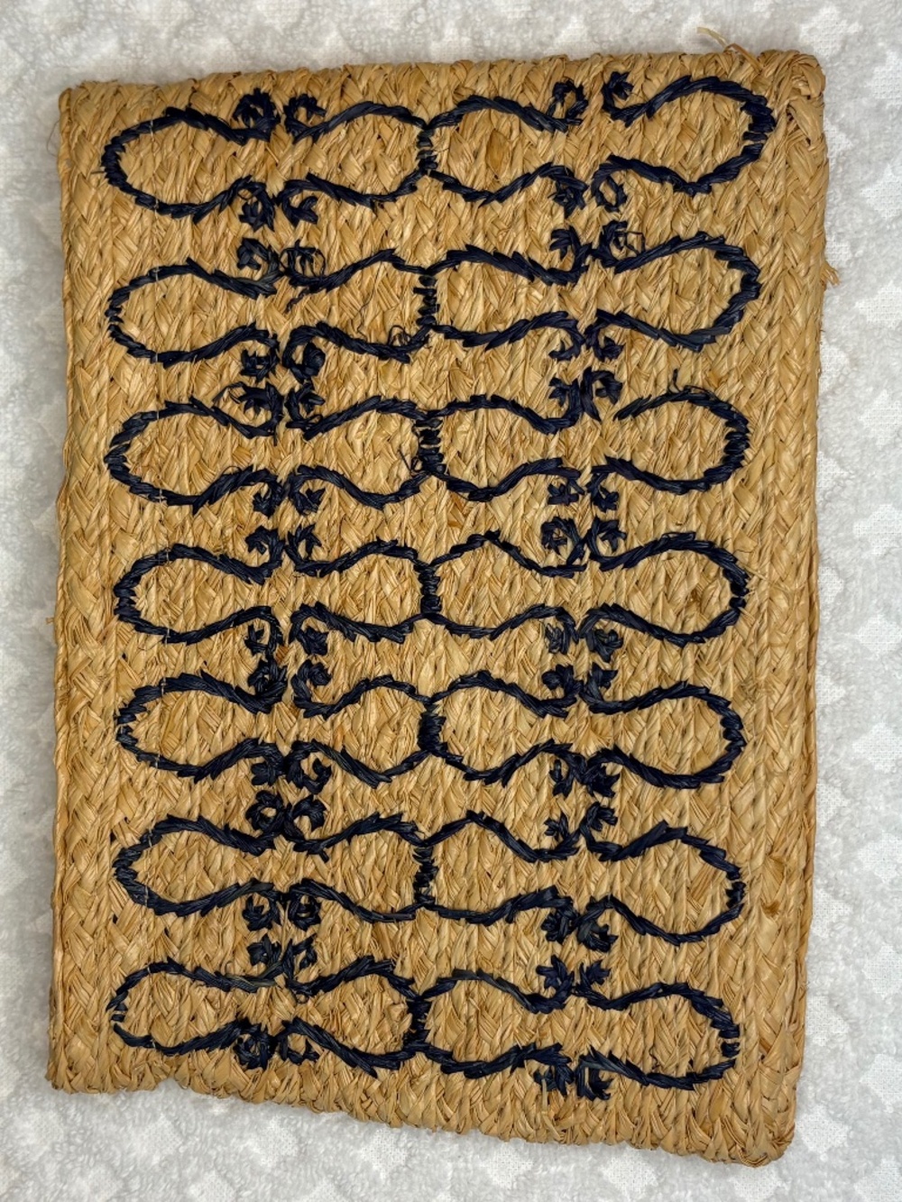 Bullbella Woven Straw Clutch | Embroidered Foldover Handbag